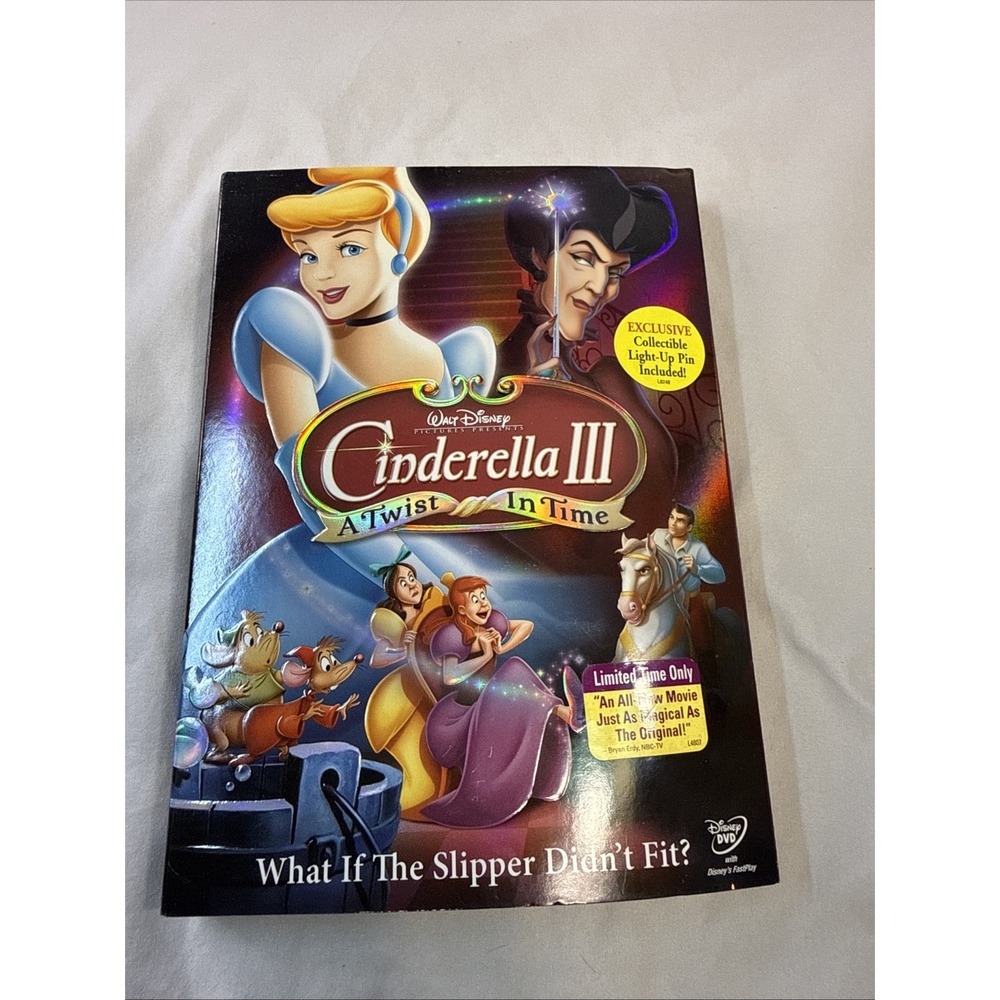 Cinderella III 3: A Twist in Time (DVD, 2007) Brand New Sealed W/ Light-Up Pin